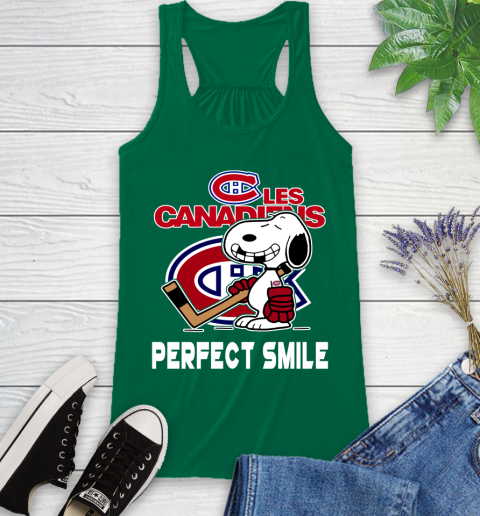 NHL Montreal Canadiens Snoopy Perfect Smile The Peanuts Movie Hockey T Shirt Racerback Tank 6
