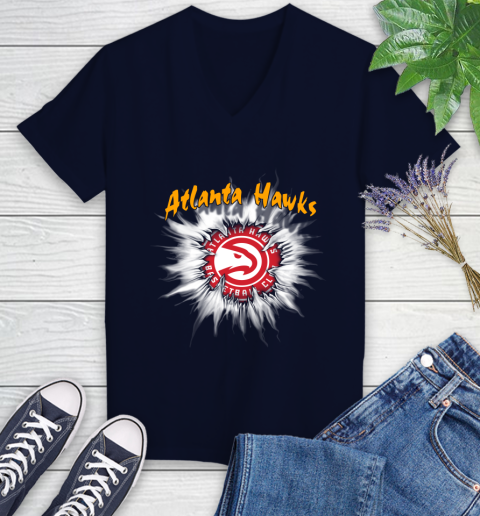 Atlanta Hawks NBA Basketball Rip Sports Women's V-Neck T-Shirt 2