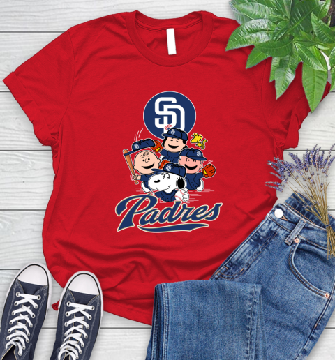 MLB San Diego Padres Snoopy Charlie Brown Woodstock The Peanuts Movie Baseball T Shirt_000 Women's T-Shirt 13