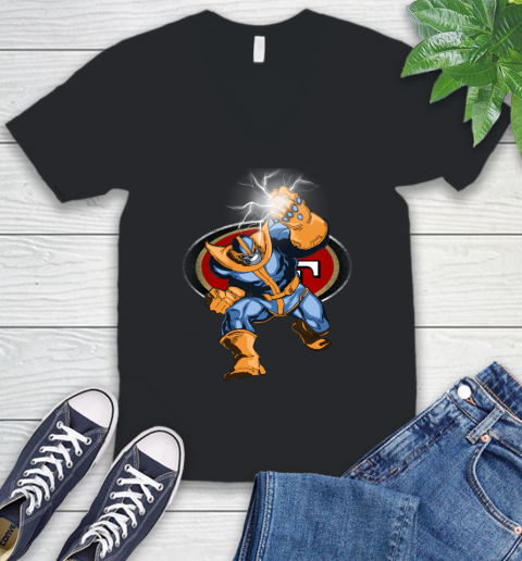 San Francisco 49ers NFL Football Thanos Avengers Infinity War Marvel V-Neck T-Shirt