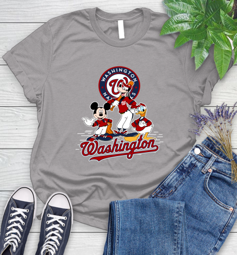 MLB Washington Nationals Mickey Mouse Donald Duck Goofy Baseball T Shirt Women's T-Shirt 5