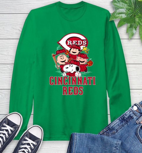 MLB Cincinnati Reds Snoopy Charlie Brown Woodstock The Peanuts Movie Baseball T Shirt_000 Long Sleeve T-Shirt 8