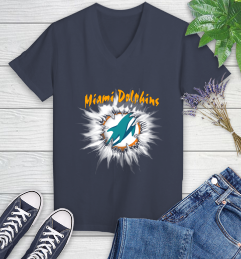Miami Dolphins NFL Football Adoring Fan Rip Sports Women's V-Neck T-Shirt 12