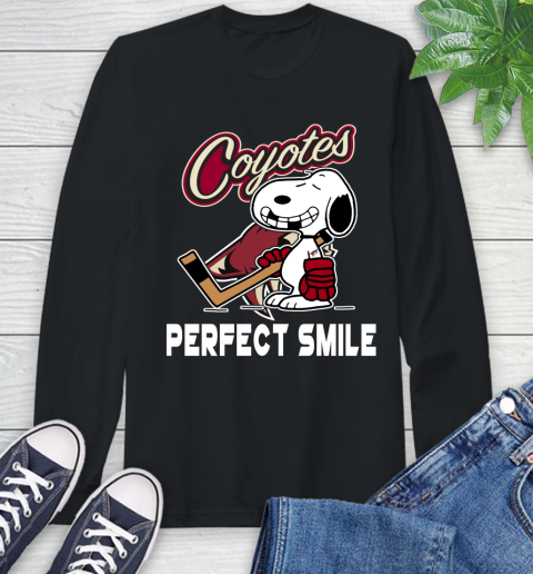 NHL Arizona Coyotes Snoopy Perfect Smile The Peanuts Movie Hockey T Shirt Long Sleeve T-Shirt