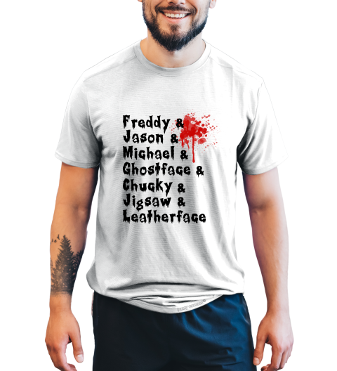 Horror Movie Characters T Shirt, Freddy Jason Michael Chucky Jigsaw Leatherface Tshirt, Halloween Gifts