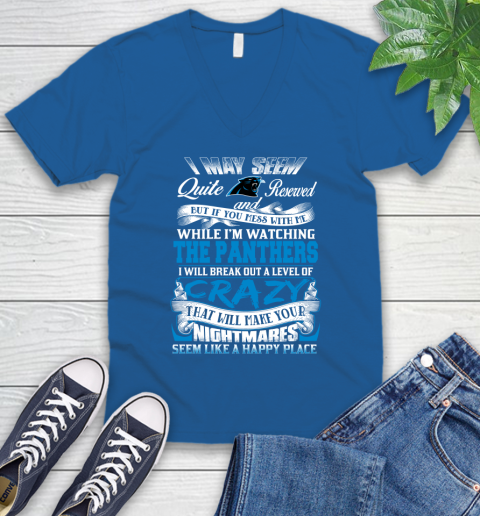 Carolina Panthers NFL Football Don't Mess With Me While I'm Watching My Team V-Neck T-Shirt 5