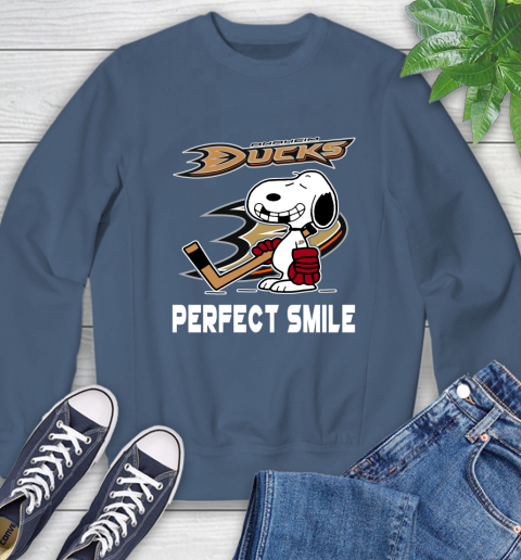 NHL Anaheim Ducks Snoopy Perfect Smile The Peanuts Movie Hockey T Shirt Sweatshirt 8
