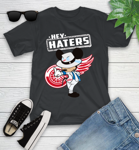 NHL Hey Haters Mickey Hockey Sports Detroit Red Wings Youth T-Shirt