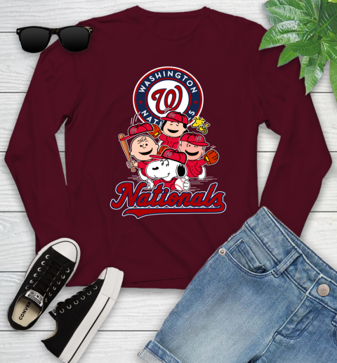 MLB Washington Nationals Snoopy Charlie Brown Woodstock The Peanuts Movie Baseball T Shirt_000 Youth Long Sleeve 6