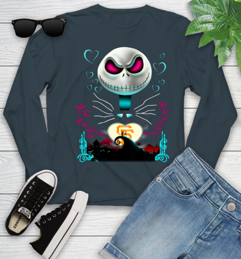 MLB San Francisco Giants Jack Skellington Sally The Nightmare Before Christmas Baseball Youth Long Sleeve 9