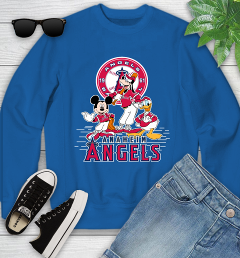 MLB Los Angeles Angels Mickey Mouse Donald Duck Goofy Baseball T Shirt Youth Sweatshirt 7