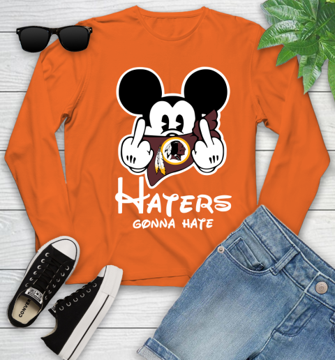 NFL Washington Redskins Haters Gonna Hate Mickey Mouse Disney Football T Shirt Youth Long Sleeve 3