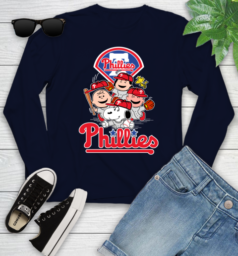 MLB Philadelphia Phillies Snoopy Charlie Brown Woodstock The Peanuts Movie Baseball T Shirt_000 Youth Long Sleeve 2