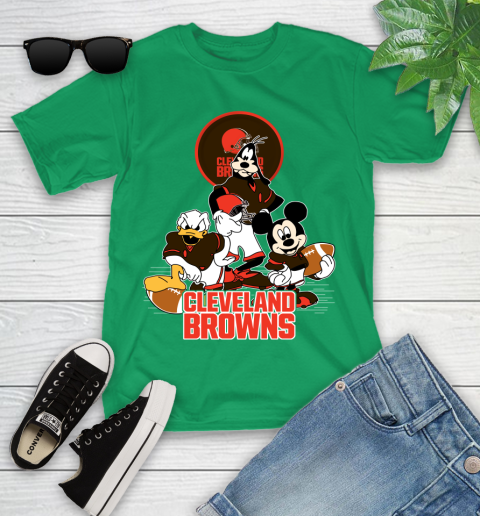 NFL Cleveland Browns Mickey Mouse Donald Duck Goofy Football Shirt Youth T-Shirt 8