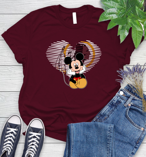 NFL Washington Redskins The Heart Mickey Mouse Disney Football T Shirt_000 Women's T-Shirt 7