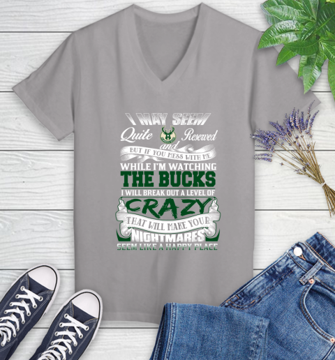 Milwaukee Bucks NBA Basketball Don't Mess With Me While I'm Watching My Team Women's V-Neck T-Shirt 4