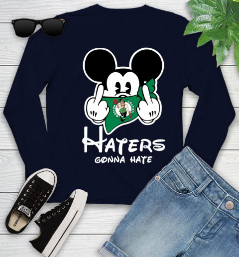 NBA Boston Celtics Haters Gonna Hate Mickey Mouse Disney Basketball T Shirt Youth Long Sleeve 2