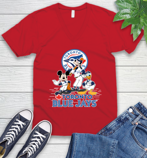 MLB Toronto Blue Jays Mickey Mouse Donald Duck Goofy Baseball T Shirt V-Neck T-Shirt 6