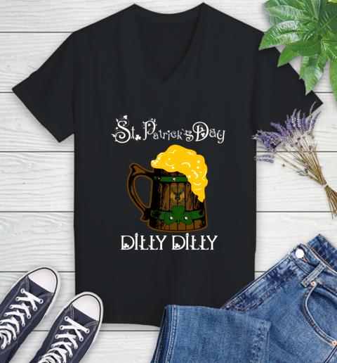 NBA Milwaukee Bucks St Patrick's Day Dilly Dilly Beer Basketball Sports Women's V-Neck T-Shirt
