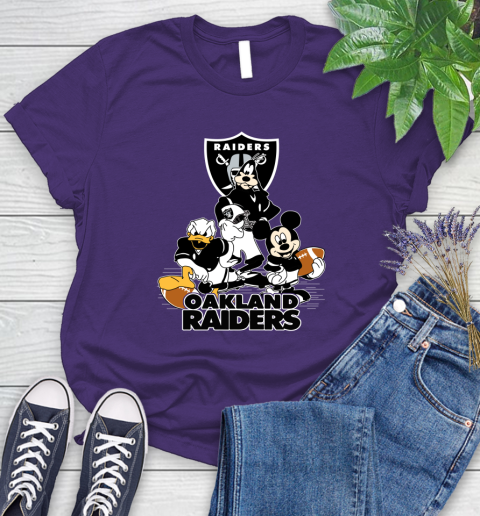 NFL Oakland Raiders Mickey Mouse Donald Duck Goofy Football Shirt Women's T-Shirt 4