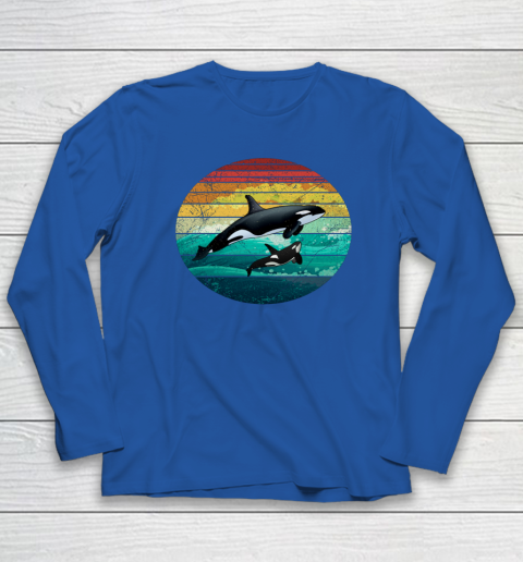 Orca Family Vintage Retro Art Killer Whale Family Long Sleeve T-Shirt 5