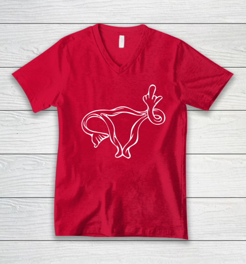 Middle Finger Uterus V-Neck T-Shirt 5
