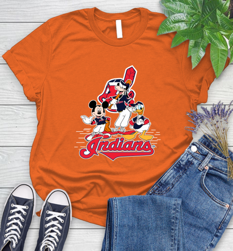 MLB Cleveland Indians Mickey Mouse Donald Duck Goofy Baseball T Shirt Women's T-Shirt 3