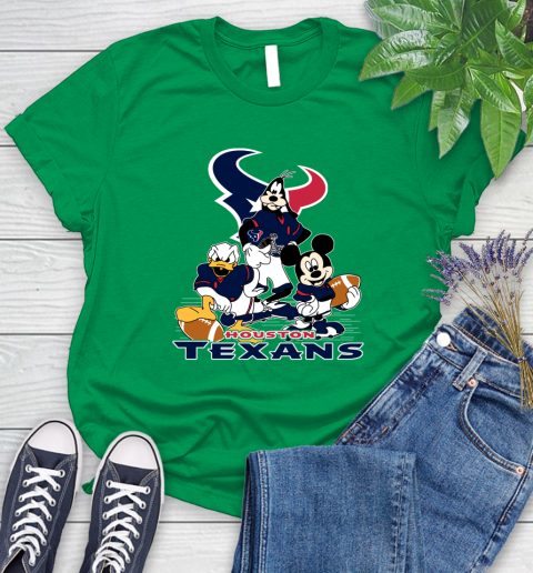 NFL Houston Texans Mickey Mouse Donald Duck Goofy Football Shirt Women's T-Shirt 9