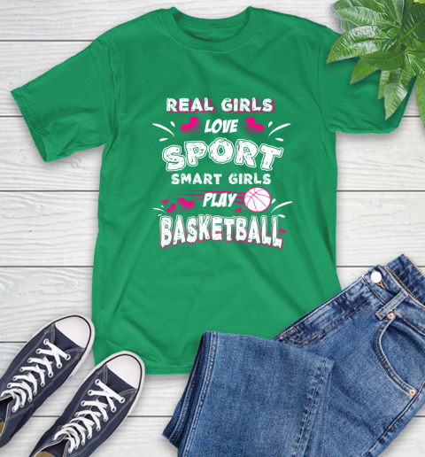 Real Girls Loves Sport Smart Girls Play Basketball T-Shirt 19