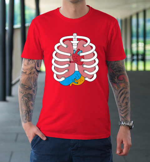 Hugging Anatomy Costume Funny Skeleton Organ Hug T-Shirt