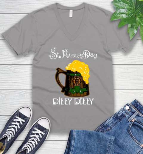 NHL Boston Bruins St Patrick's Day Dilly Dilly Beer Hockey Sports V-Neck T-Shirt 3