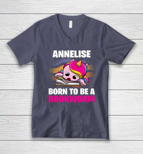 Annelise Born To Be A Bookworm Unicorn V-Neck T-Shirt 6
