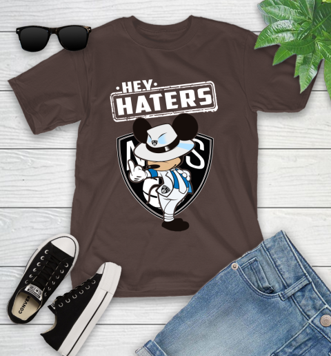 NBA Hey Haters Mickey Basketball Sports Brooklyn Nets Youth T-Shirt 7