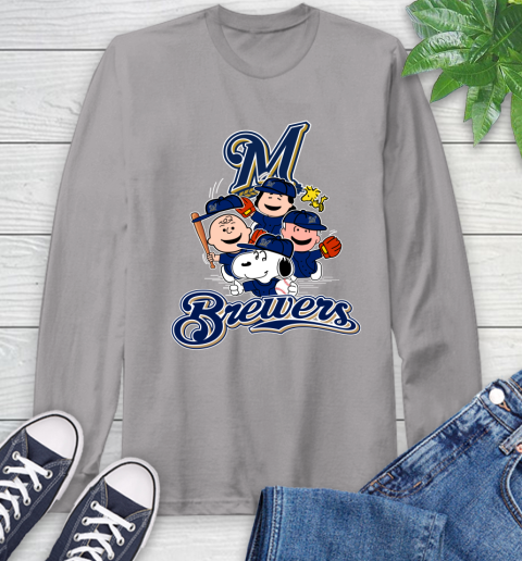MLB Milwaukee Brewers Snoopy Charlie Brown Woodstock The Peanuts Movie Baseball T Shirt_000 Long Sleeve T-Shirt 6