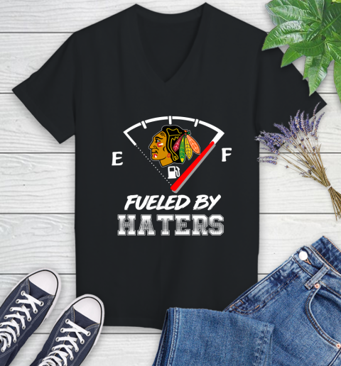 Chicago Blackhawks NHL Hockey Fueled By Haters Sports Women's V-Neck T-Shirt