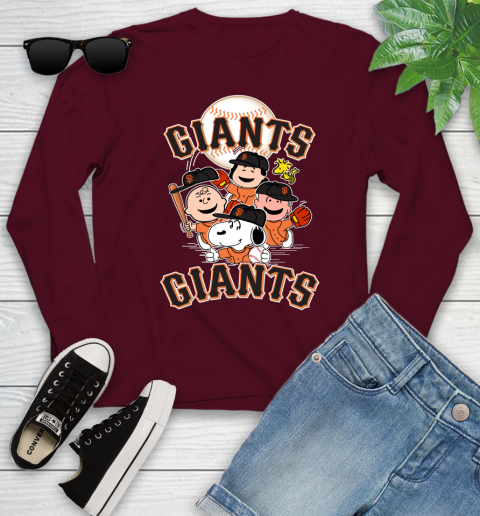 MLB San Francisco Giants Snoopy Charlie Brown Woodstock The Peanuts Movie Baseball T Shirt_000 Youth Long Sleeve 6