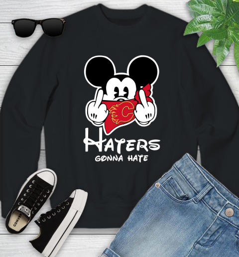 NHL Calgary Flames Haters Gonna Hate Mickey Mouse Disney Hockey T Shirt Youth Sweatshirt