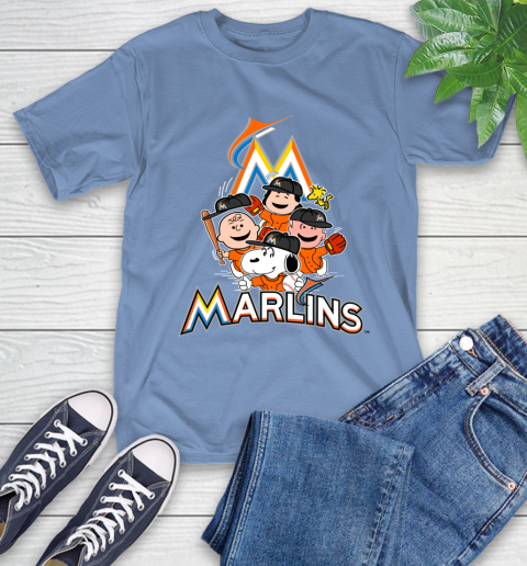 MLB Miami Marlins Snoopy Charlie Brown Woodstock The Peanuts Movie Baseball T Shirt T-Shirt 12
