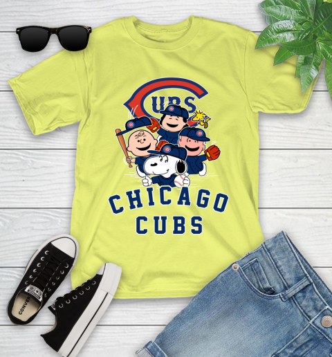 MLB Chicago Cubs Snoopy Charlie Brown Woodstock The Peanuts Movie Baseball T Shirt Youth T-Shirt 10