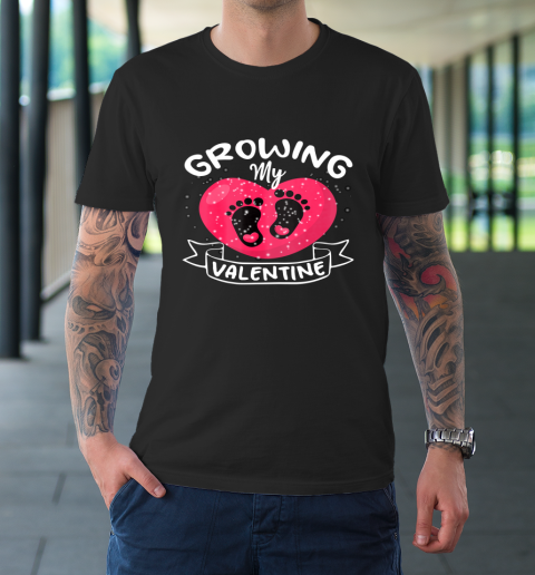 Womens Growing My Valentine literally pregnant shirt Pregnancy Wife T-Shirt 9