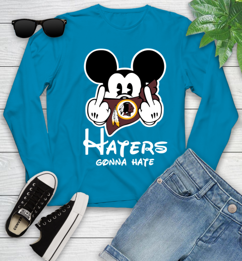 NFL Washington Redskins Haters Gonna Hate Mickey Mouse Disney Football T Shirt Youth Long Sleeve 8