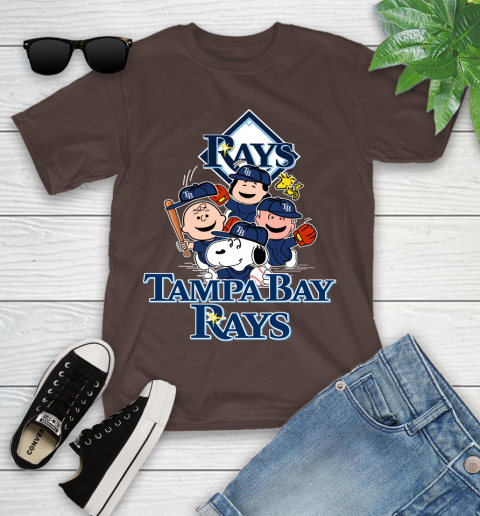 MLB Tampa Bay Rays Snoopy Charlie Brown Woodstock The Peanuts Movie Baseball T Shirt Youth T-Shirt 7