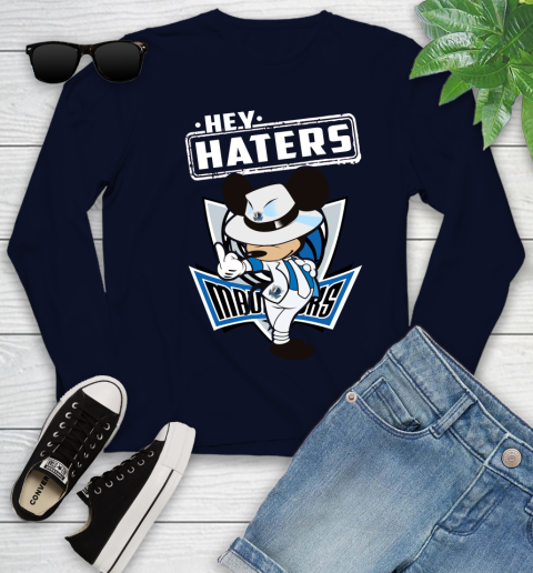 NBA Hey Haters Mickey Basketball Sports Dallas Mavericks Youth Long Sleeve 2