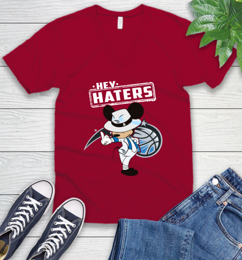 NBA Hey Haters Mickey Basketball Sports Orlando Magic V-Neck T-Shirt 7