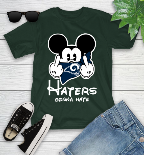 NFL Los Angeles Rams Haters Gonna Hate Mickey Mouse Disney Football T Shirt Youth T-Shirt 5