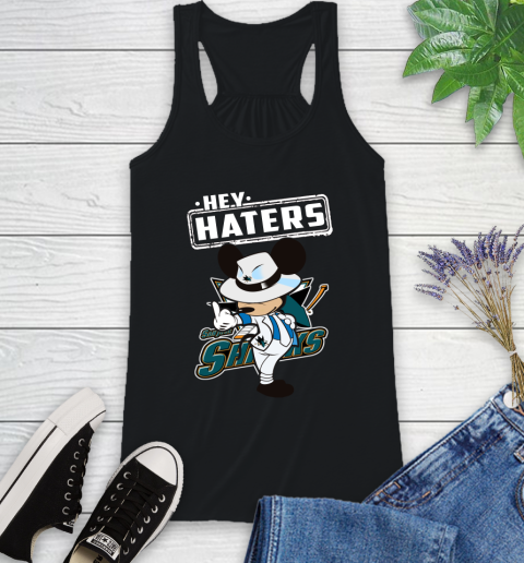 NHL Hey Haters Mickey Hockey Sports San Jose Sharks Racerback Tank