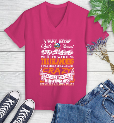 New York Islanders NHL Hockey Don't Mess With Me While I'm Watching My Team Women's V-Neck T-Shirt 9