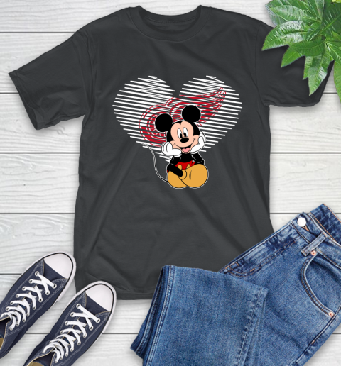 NHL Detroit Red Wings The Heart Mickey Mouse Disney Hockey T-Shirt