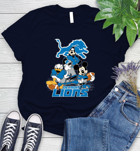 NFL Detroit Lions Mickey Mouse Donald Duck Goofy Football Shirt Women's T-Shirt 2