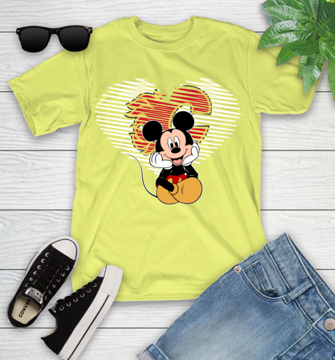 NHL Calgary Flames The Heart Mickey Mouse Disney Hockey Youth T-Shirt 10